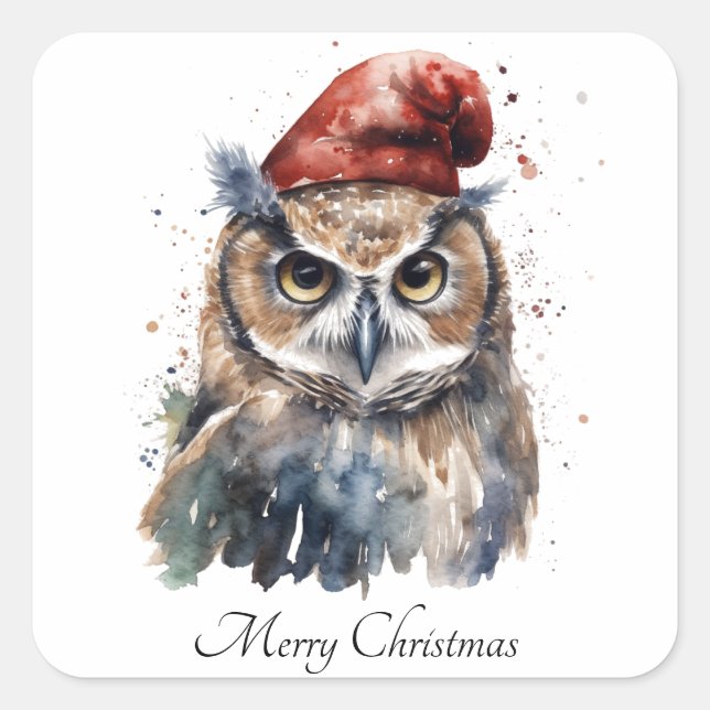Enchanted Winter Owl, custom Square Sticker (Front)