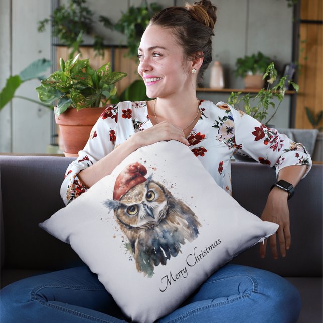Enchanted Winter Owl, custom Throw Pillow (Creator Uploaded)