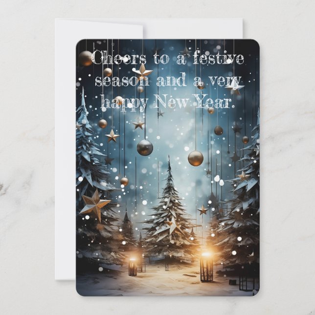Enchanted Winter Wonderland New Year Holiday Card (Front)