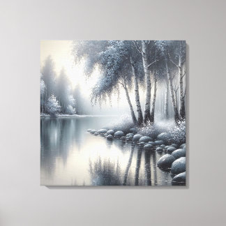 Enchanted Winter Wonderland: Serenity Reflected Canvas Print