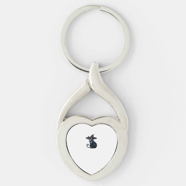 Enchanted Witch Halloween Cat Scene Classic T-Shir Keychain (Front)