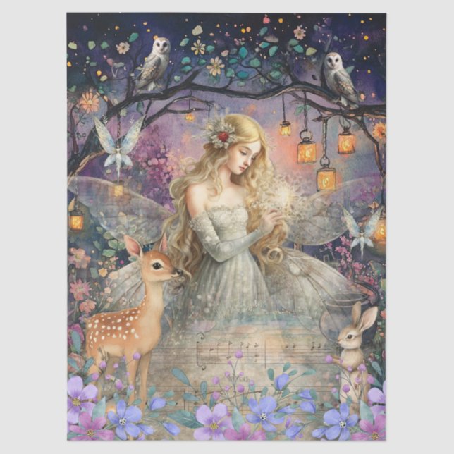 Enchanted Woodland Animals & Fairy Decoupage Paper (Front)