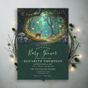 Enchanted Woodland Butterflies Deer Baby Shower Invitation