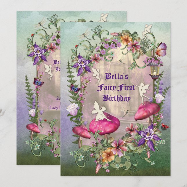 Enchanted Woodland Fairy Forest Party Invitation (Front/Back)