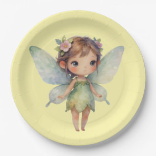 Enchanted Woodland Fairy: pastel green Sprite Paper Plate