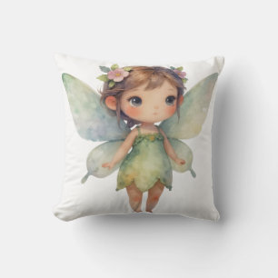 Enchanted Woodland Fairy: pastel green Sprite Throw Pillow