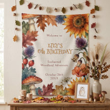 Enchanted Woodland Fall Mushroom Floral Birthday