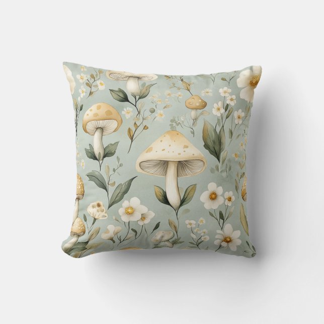 Enchanted Woodland Flora Throw Pillow (Front)