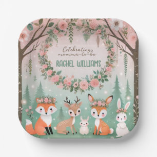 Enchanted Woodland Forest Creatures Baby Shower Paper Plate