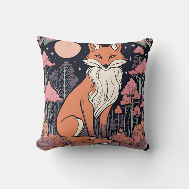 Enchanted Woodland Fox D19 Throw Pillow (Front)