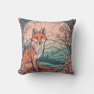 Enchanted Woodland Fox D8 Throw Pillow