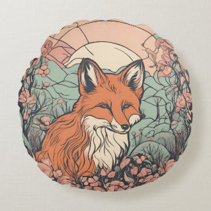Enchanted Woodland Fox D9 Round Pillow
