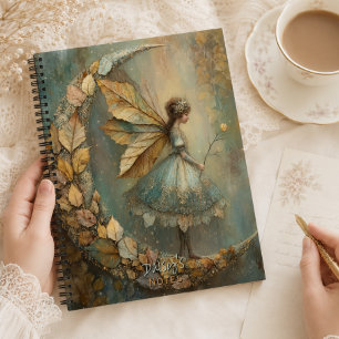 Enchanted Woodland Leaf Fairy Fantasy Personalized Notebook