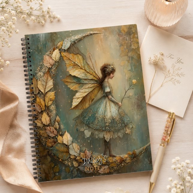 Enchanted Woodland Leaf Fairy Fantasy Personalized Notebook (Creator Uploaded)