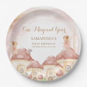 Enchanted Woodland Mushroom First Birthday  Paper Plate