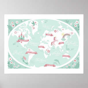Enchanted World Map - Children's Art Poster