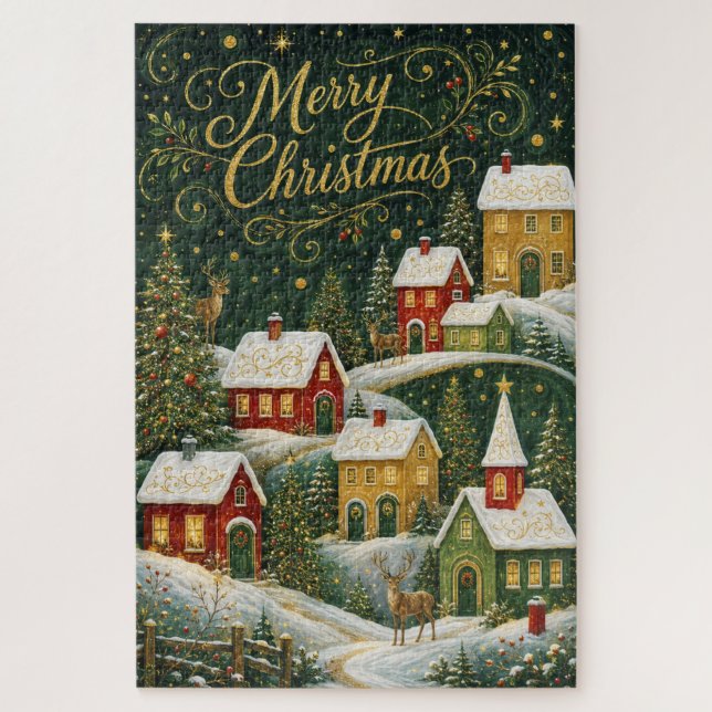 Enchanted Yuletide Village Jigsaw Puzzle (Vertical)