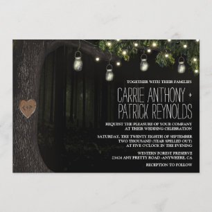 Enchantée Mason Jar Oak Tree Mariage Invitations