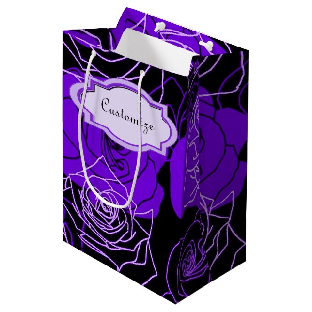 Enchantement sac cadeau de fleurs Roses violettes (Devant Angle)
