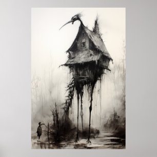 Enchanter Baba Yaga's Hut Poster avec Majestic Bl