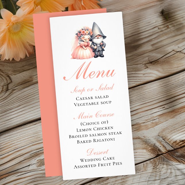 Enchanter Garden Gnome Rustic Orange Mariage Menu (Créateur téléchargé)