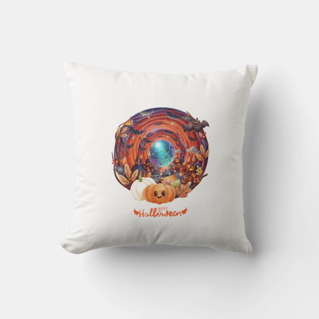 Enchanting 3D Halloween Spiral  Throw Pillow (Front)