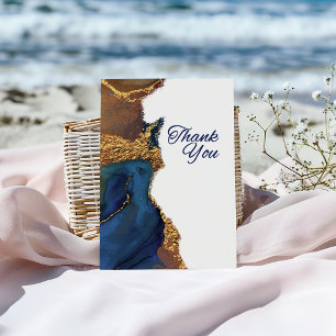 Enchanting Abstract Blue Gold Thank You Card