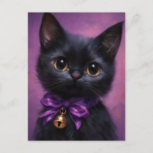 Enchanting and Cute Victorian Black Cat  Postcard