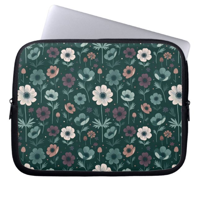Enchanting Anemone Pattern Laptop Sleeve (Front)