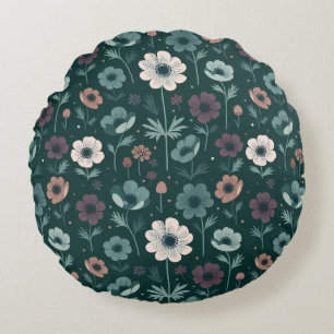 Enchanting Anemone Pattern Round Pillow