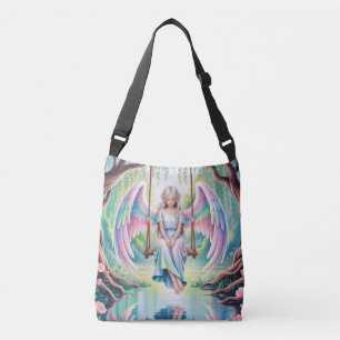 Enchanting Angel Girl on a Swing Crossbody Bag