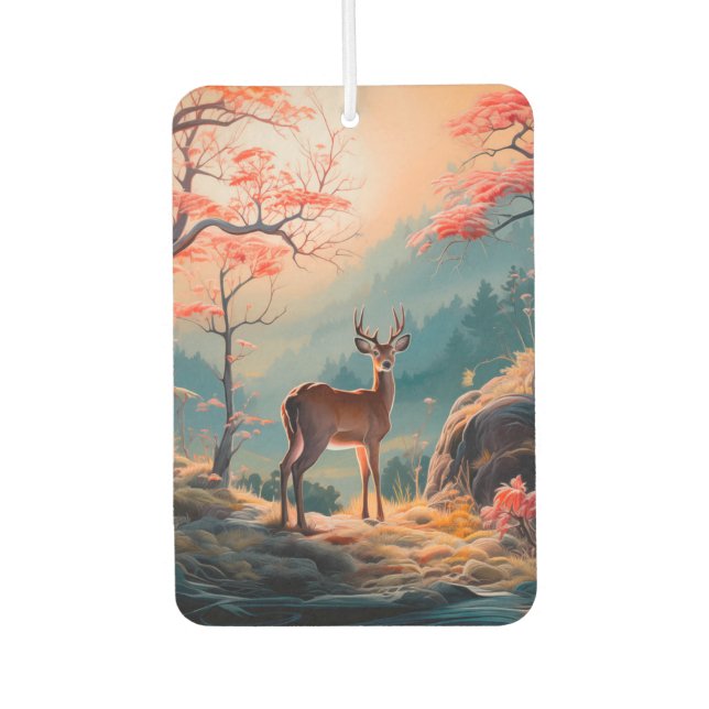 Enchanting Autumn Deer Forest Scene Design Air Freshener (Front)