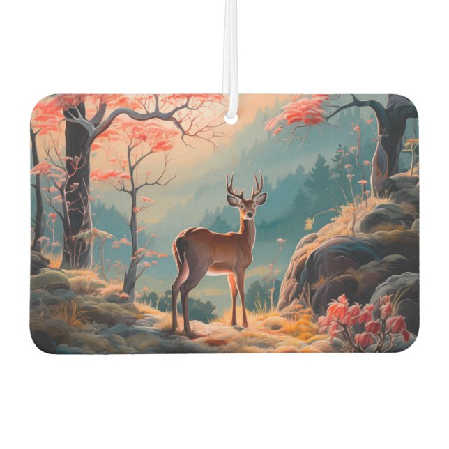 Enchanting Autumn Deer Forest Scene Design Air Freshener (Front)