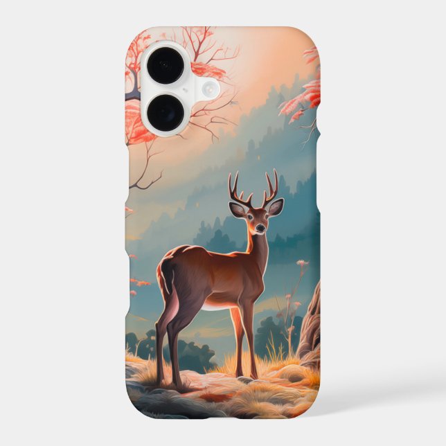 Enchanting Autumn Deer Forest Scene Design iPhone Case (Back)
