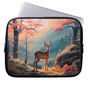 Enchanting Autumn Deer Forest Scene Design Laptop Sleeve