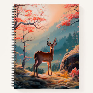 Enchanting Autumn Deer Forest Scene Design Notebook