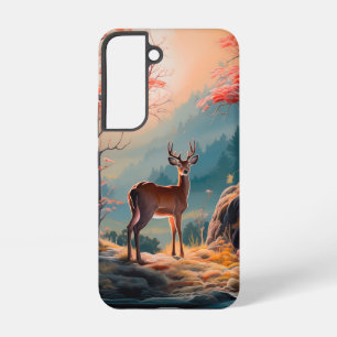 Enchanting Autumn Deer Forest Scene Design Samsung Galaxy Case