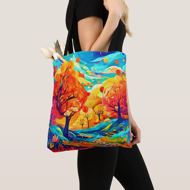 Enchanting Autumn Moonlit Path Tote Bag (Close Up)