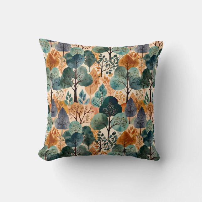 Enchanting Autumn Trees Throw Pillow (Front)