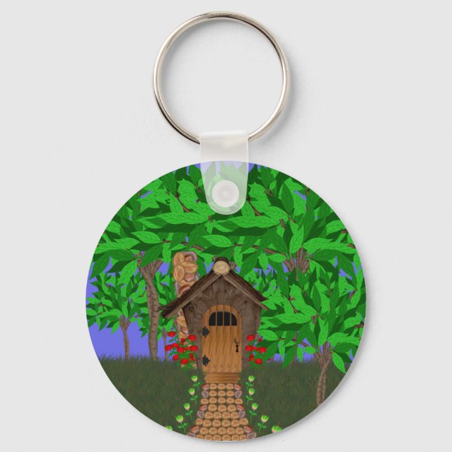 Enchanting Birdhouse Cottage Keychain (Front)