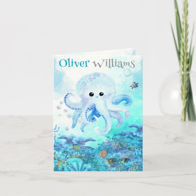 Enchanting Birth announcement boy - Deep Ocean  (Front)