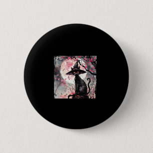 Enchanting Black Cat and Witch Hat Halloween Art 2 Inch Round Button