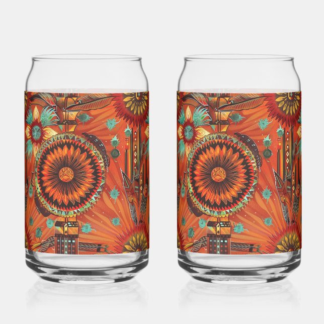 Enchanting Blue "Intricate Echoes" Beverage Can Gl Can Glass (Front)