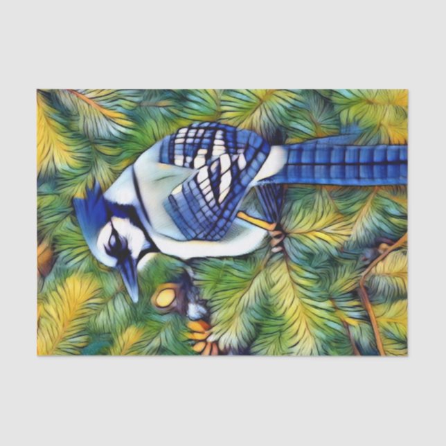 Enchanting Blue Jay Print Tissue Paper (Front)