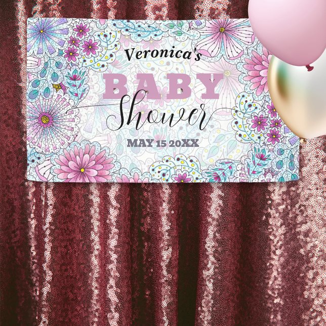 Enchanting Bohemian Meadow Flowers Baby Shower Banner (Creator Uploaded)