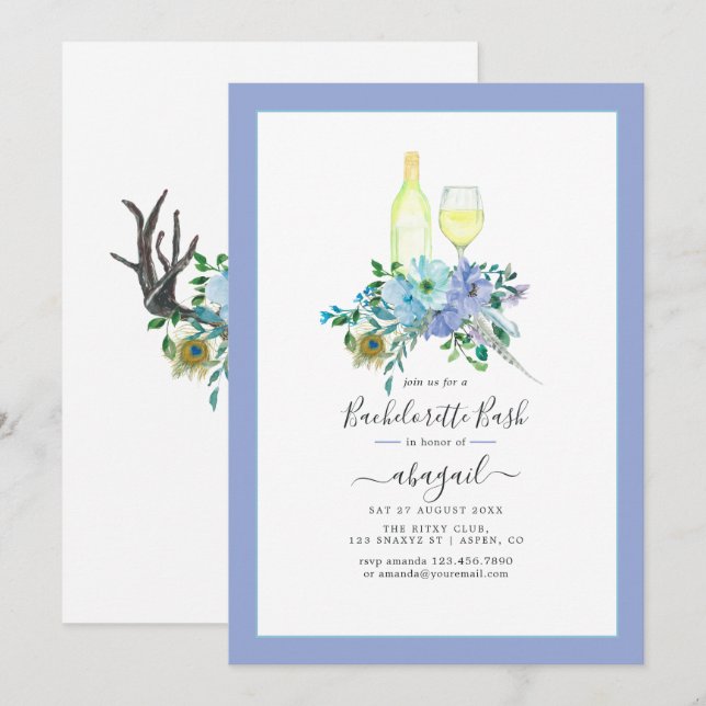 Enchanting Boho Wine Bachelorette Celebration Invitation (Front/Back)