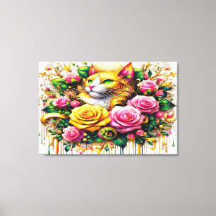 Enchanting Bouquet of Golden Roses And Heart36x24 Canvas Print