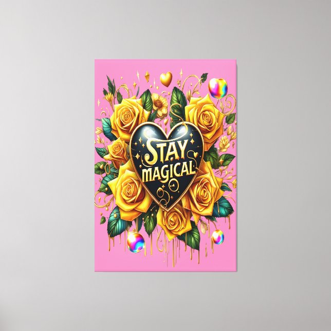 Enchanting Bouquet of Golden Roses And Heart 40x60 Canvas Print (Front)