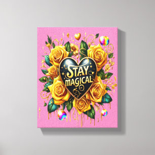 Enchanting Bouquet of Golden Roses And Heart 8x10 Canvas Print