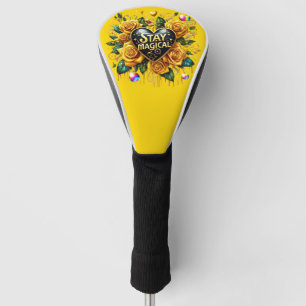 Enchanting Bouquet of Golden Roses And Heart  Golf Head Cover